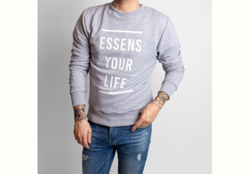 Men's sweatshirt with print - grey, size XL