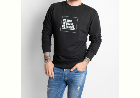 Men's sweatshirt with print - black, size XXL
