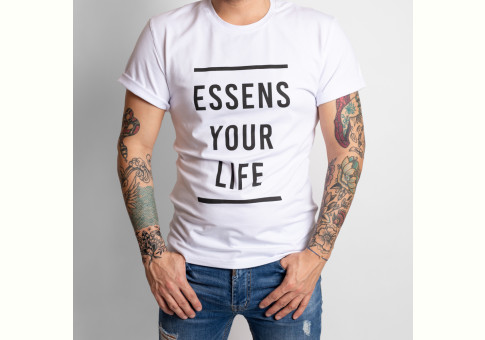 Men's T-shirt with print - white, size XXL