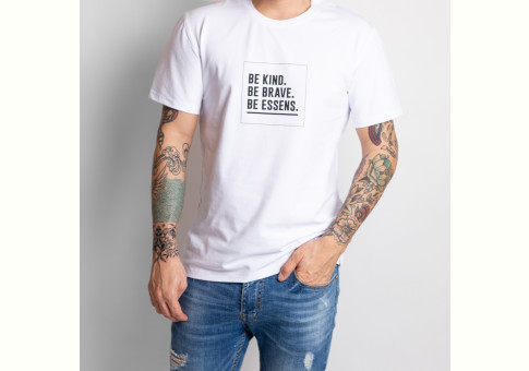 Men's T-shirt with print - white, size L