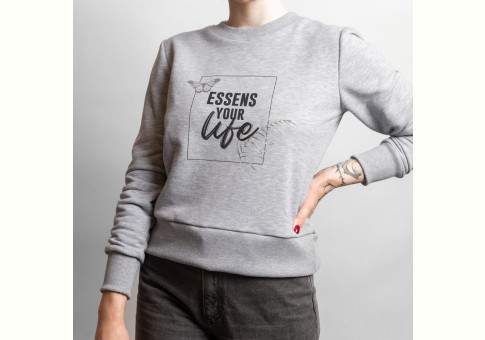 Women's sweatshirt with print - grey, size M