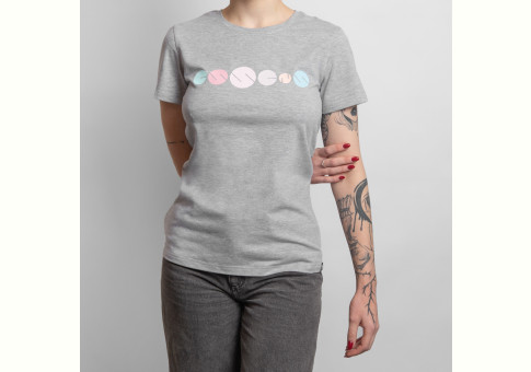 Women's T-shirt with print - grey, size S