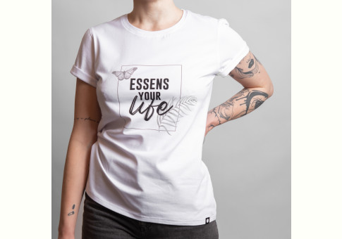 Women's T-shirt with print - white, size XL