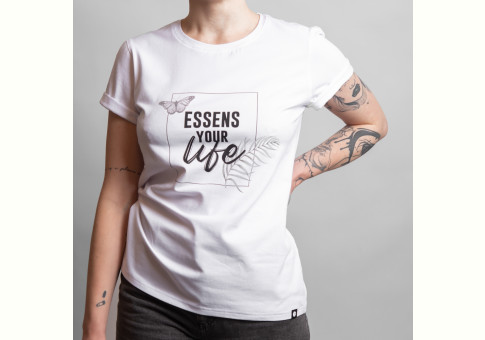 Women's T-shirt with print - white, size L