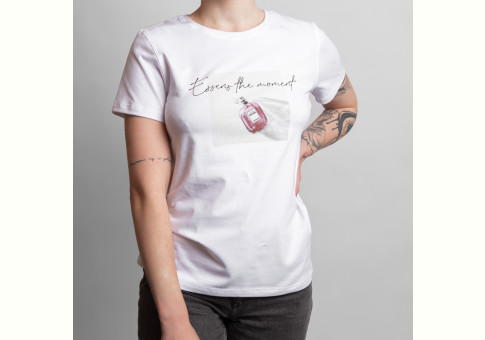 Women's T-shirt with print - white, size M
