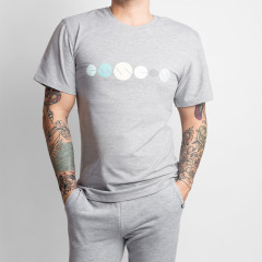 Men's T-shirt with print - grey, size S