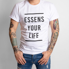 Men's T-shirt with print - white, size S